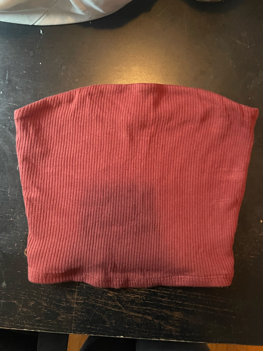 Garage Ribbed Tube Top — Burgundy
